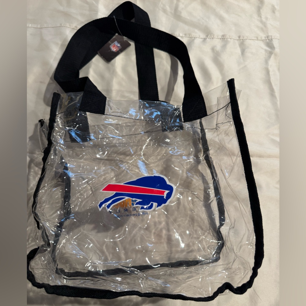 Small Buffalo Bills Tote Bag with Black Straps and Logo